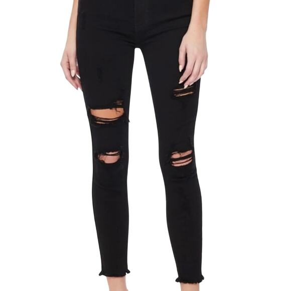 5 for $25| Eunina Clara High Rise Distressed Skinny Crop Raw Hem Ripped Jeans - Picture 1 of 9